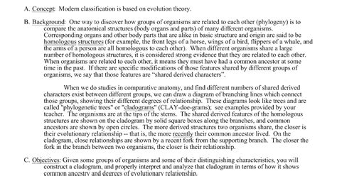 Making Cladograms Background And Procedures