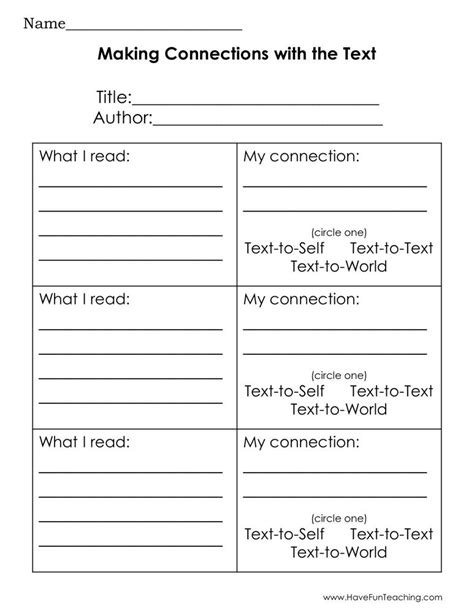 Making Connections Text To Text Worksheet Teacher Made Text Connections Worksheet - Text Connections Worksheet