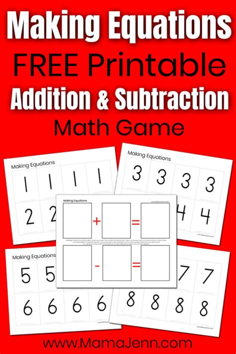 Making Equations Addition Subtraction Math Game Subtraction Equations - Subtraction Equations