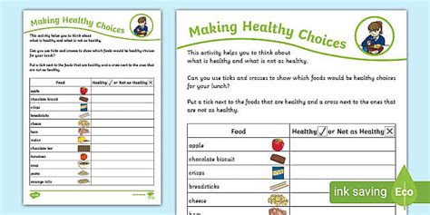 Making Healthy Choices Teacher Made Twinkl Making Healthy Food Choices Worksheet - Making Healthy Food Choices Worksheet