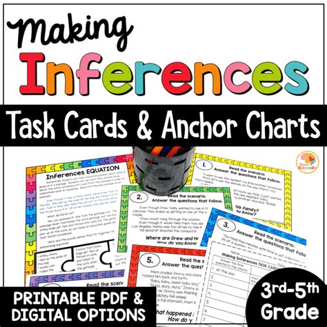 Making Inferences Task Cards And Anchor Charts Kirstenu0027s Inference Task Cards 5th Grade - Inference Task Cards 5th Grade