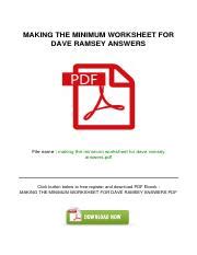 Full Download Making The Minimum Chapter 4 Worksheet Dave Ramsey Answers File Type Pdf 