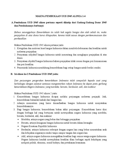 MAKNA PEMBUKAAN UUD 1945 ALINEA 1 4：Rumusan Pancasila Sebagai Dasar Negara Yang Sah Dan Resmi