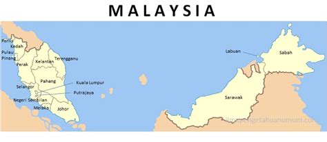 Malasya Daftar   Negara Bagian Dan Wilayah Federal Di Malaysia - Malasya Daftar