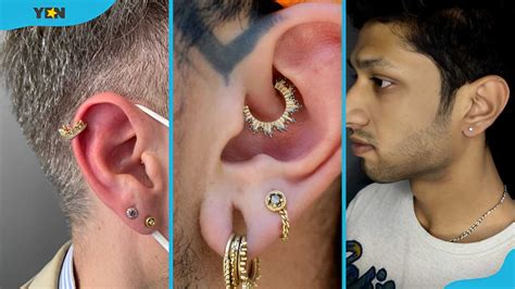 male left ear piercing