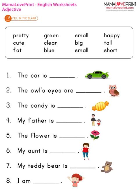 Mamaloveprint Grade 1 English Worksheets Basic Grammar Adjectives Adjectives Activity For Grade 1 - Adjectives Activity For Grade 1