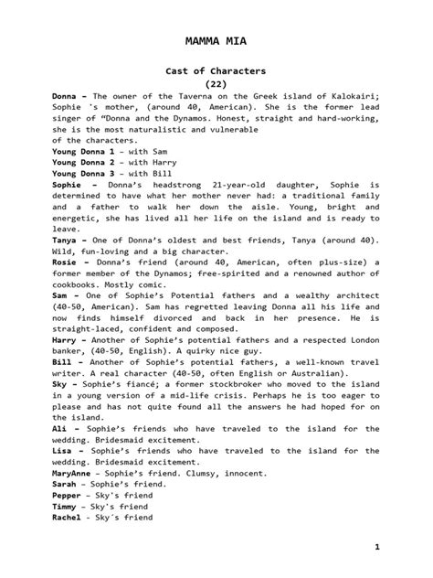 Mamma Mia Musical Script