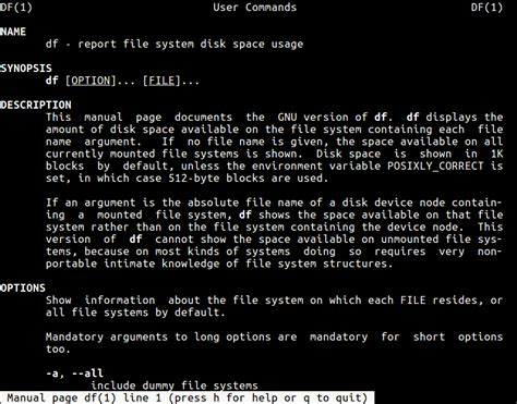 man df command in linux