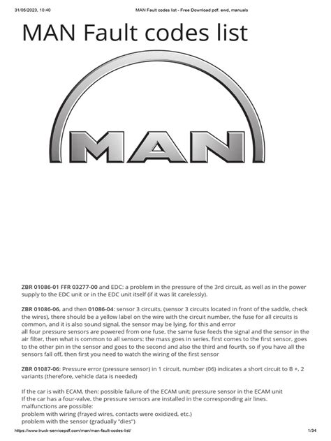Man Truck Fault Codes Full