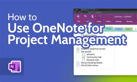 Manage Projects With One Note Exampes