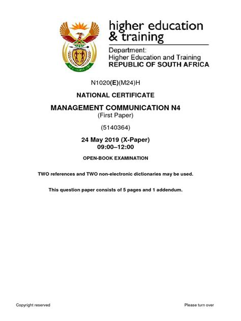 management communication n4 exam