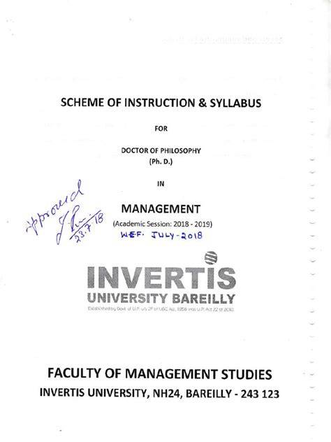 management first year syllabus