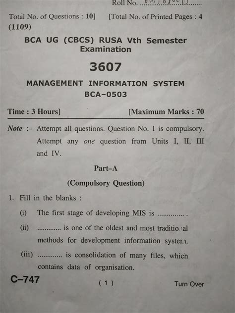 Management Information System Question Papers For Bput