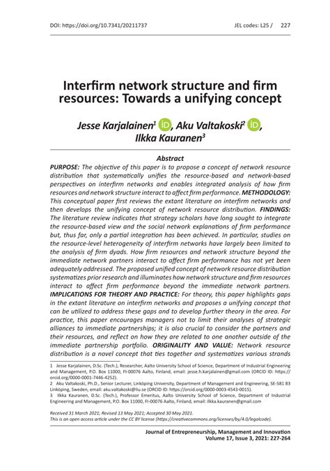 management of an interfirm network