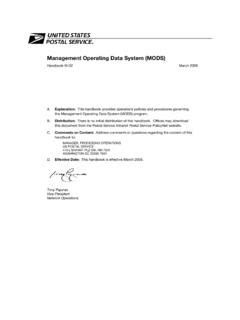 Management Operating Data System Mods Transmittal Letter