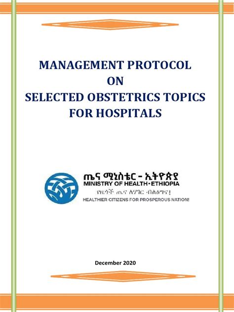 Management Protocol On Selected Obstetrics Topics