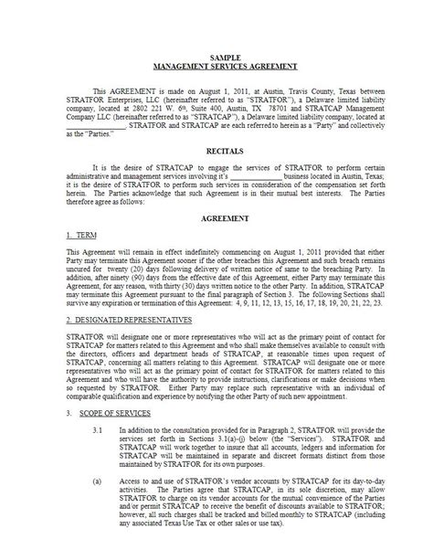Management Services Agreement Guide