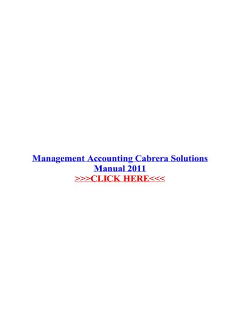 Read Management Accounting By Cabrera Solution Manual Download 