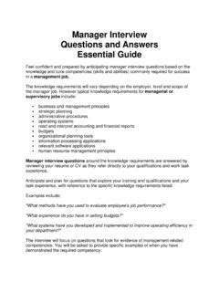 Read Online Manager Interview Questions And Answers Essential Guide 