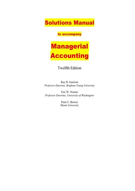 managerial accounting 12th exercise e