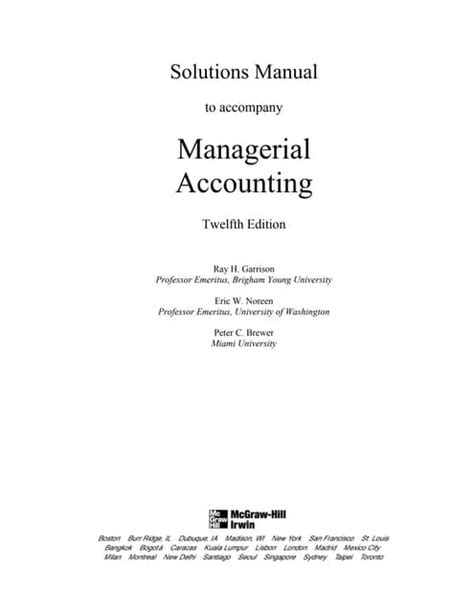 Managerial Accounting Garrison 14th Solution Manual