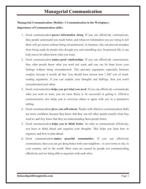 Managerial Communication Mba Notes