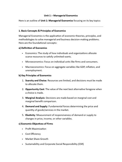 Managerial Economics Mba Notes