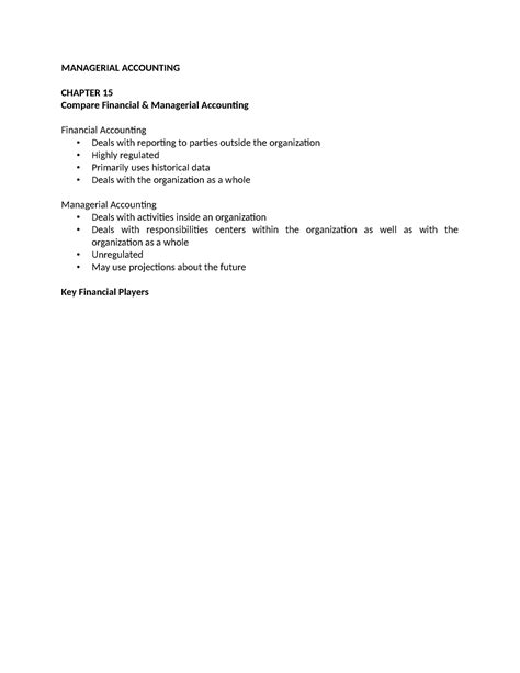 Read Managerial Accounting Chapter 15 Solution 