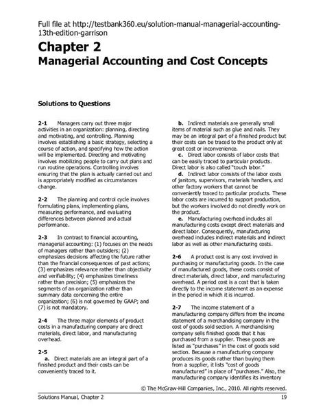 Download Managerial Accounting Garrison 13Th Edition Solution Manual 