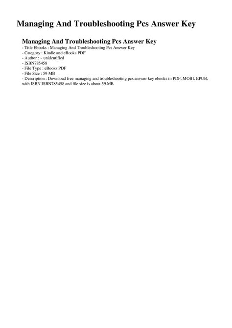managing and troubleshooting pcs answer key
