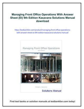 managing front office operations test bank