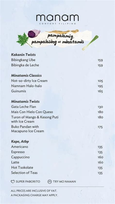Manam Menu Price