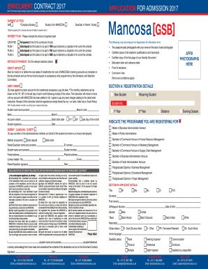 mancosa application forms 2015