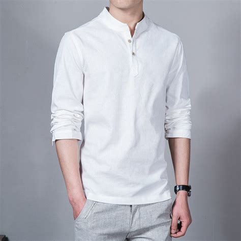 Mandarin Collar Linen Shirt Wholesale Mandarin Collar Linen 110 In Mandarin - 110 In Mandarin