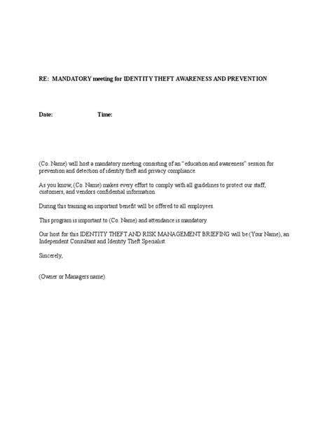 mandatory meeting letter example