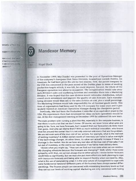 Mandexor Memory Case Study Answers