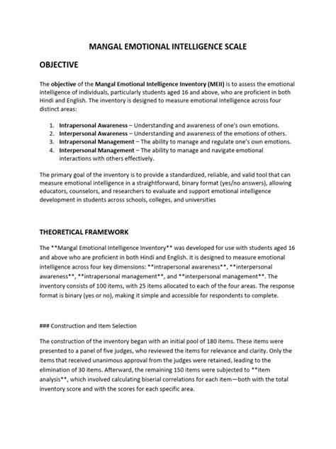 mangal emotional intelligence inventory