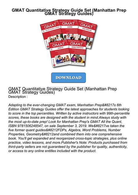 Manhattan Gmat Quantitative Strategy Guide Set 5th Edition Manhattan Gmat Strategy Guide Instructional Guide