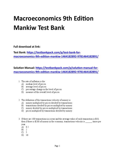 Read Mankiw Test Bank 