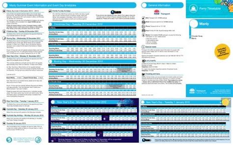 Manly Ferry Timetable