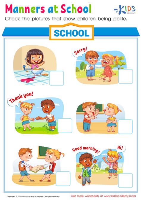 Manners At School Worksheet Printable Pdf For Kids Manners Worksheets For Preschool - Manners Worksheets For Preschool