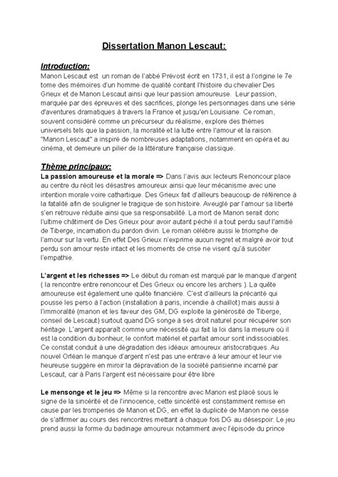 Manon Lescaut Dissertation
