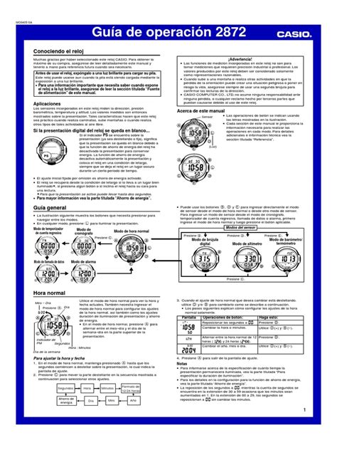 manual casio reloj