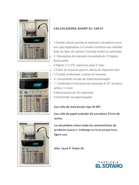 Manual De Calculadora Sharp El 531w