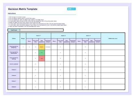 Manual Decision Matrix Example