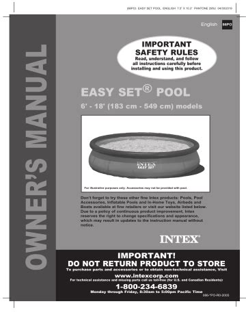 Manual For Intex Easy Set Pool 58585