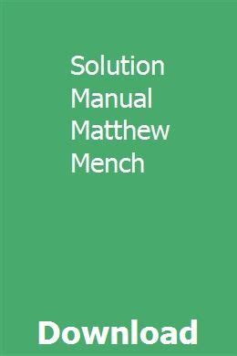 Manual Matthew Mench Solution