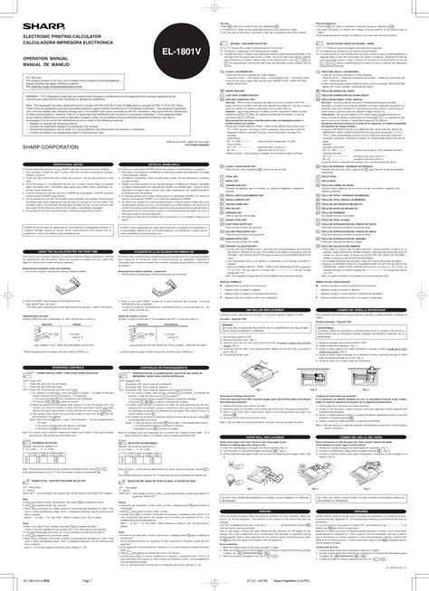 Manual Sharp El 1801v