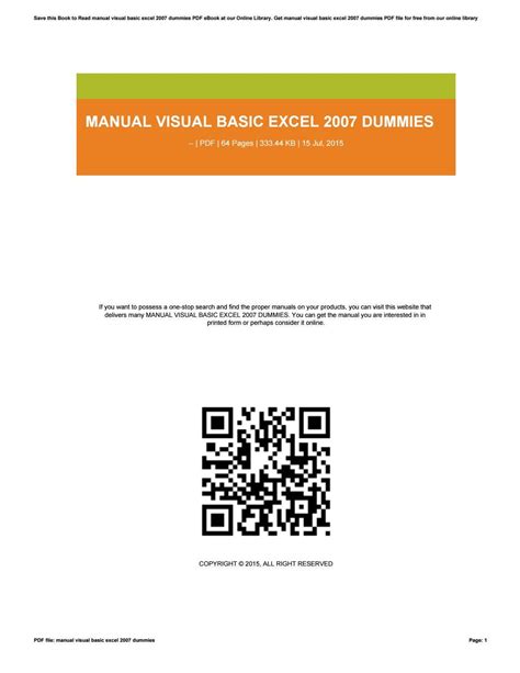 Manual Visual Basic Excel 2007 Dummies
