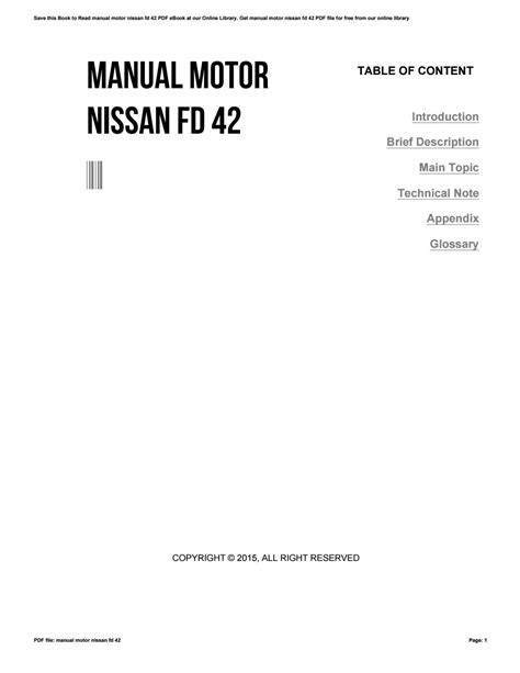 Read Manual Motor Nissan Fd 42 